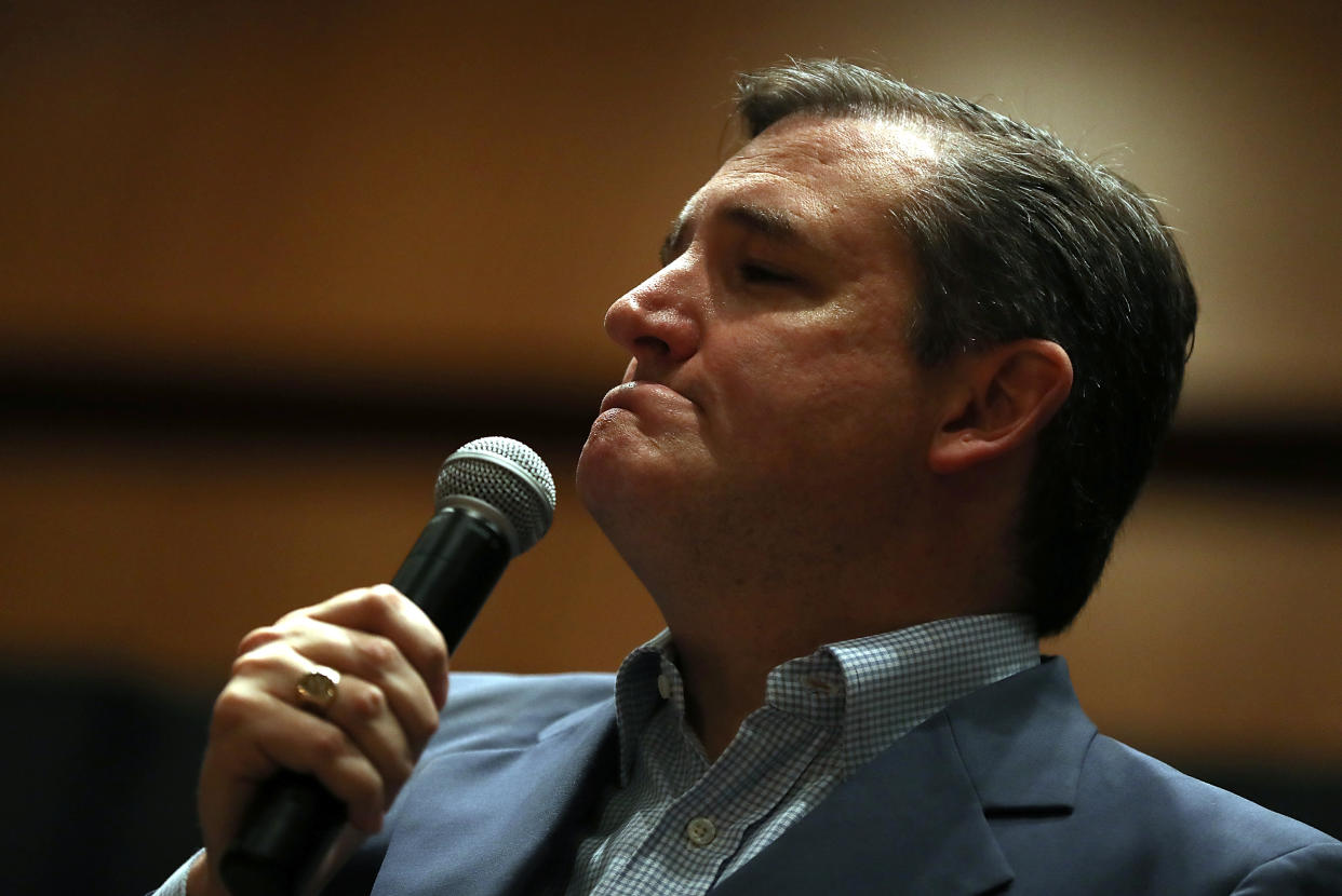 Sen. Ted Cruz, R-Texas, speaks during a Get Out The Vote Bus Tour rally on Saturday in Corpus Christi, Texas. (Photo: Justin Sullivan/Getty Images)