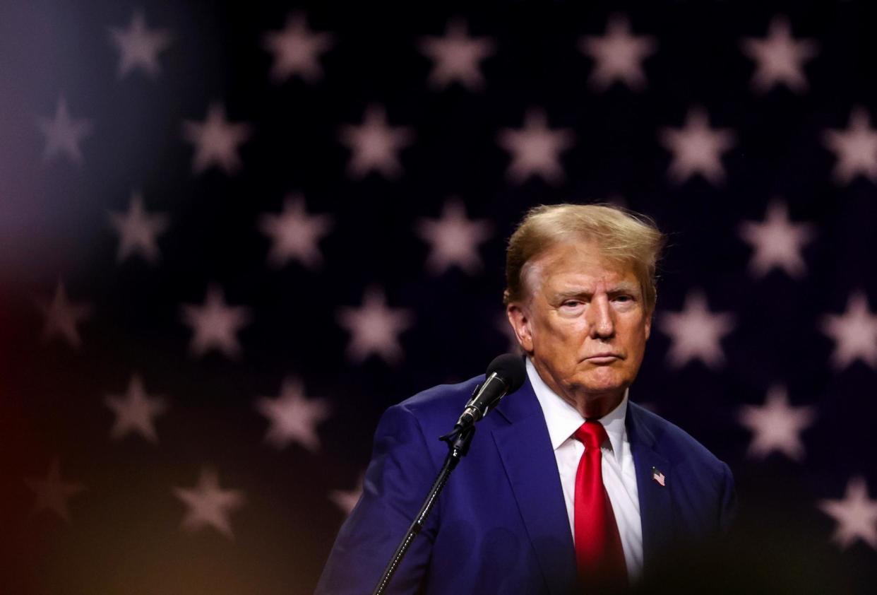 <span>Donald Trump campaigns in Reno, Nevada, on 17 December 2023.</span><span>Photograph: Justin Sullivan/Getty Images</span>