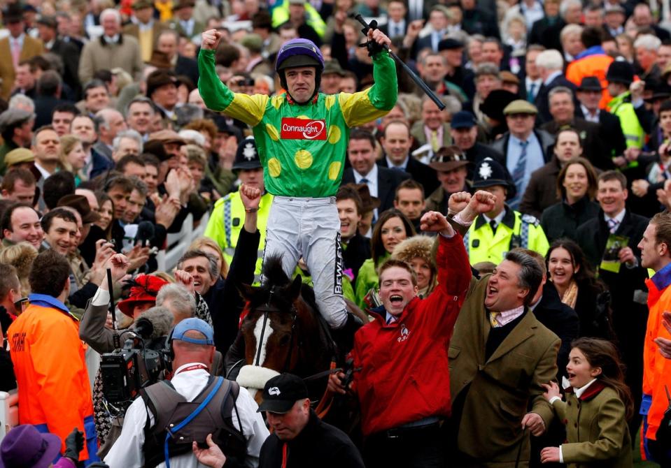 Walsh and Kauto Star soaking up the Festival atmosphere after their second win (Getty Images)