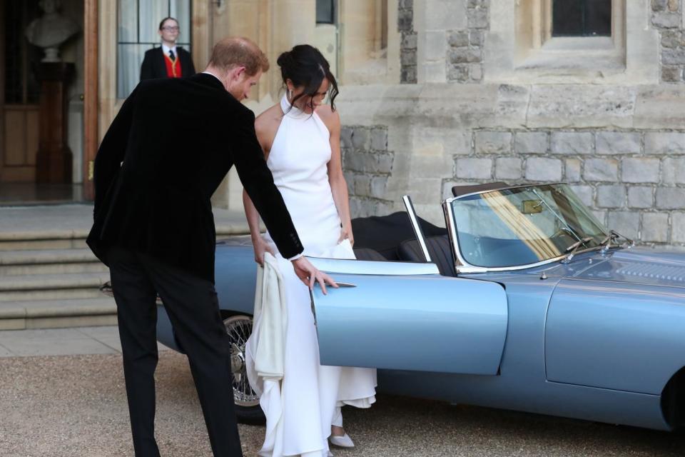 The new Duke of Sussex drove Meghan off into the evening sunshine (PA)