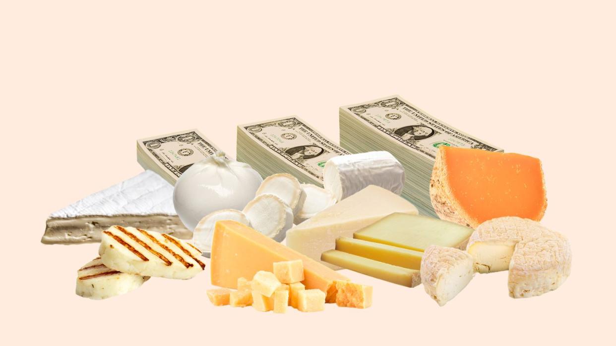 a group of different types of cheese