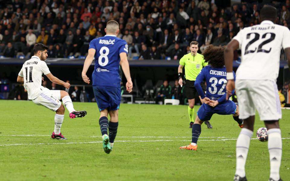 Marco Asensio of Real Madrid scores the 2nd goal Real Madrid v Chelsea - Shutterstock/Paul Currie