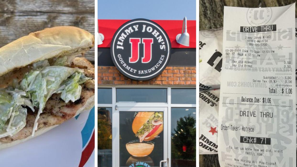 A sandwich made from Jimmy John's day old bread that can be purchased for 50 cents