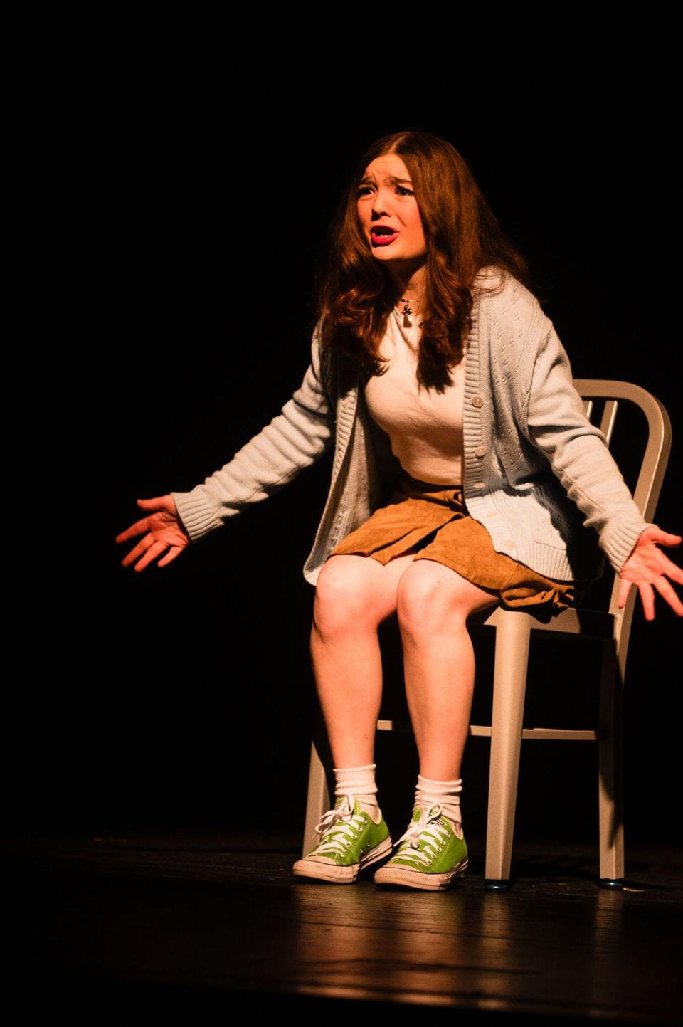 Samantha Boragine, performing as Sue in a production of Carrie: the Musical, put on by Taunton's Applause Academy, February 2024.