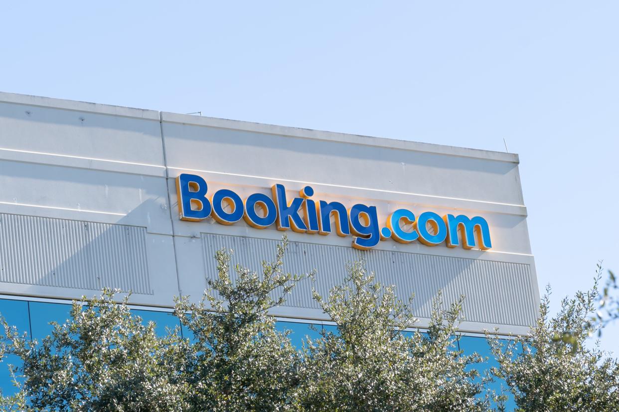 Orlando, Florida, USA - January 30, 2022: Booking.com office building in Orlando, Florida, USA. Booking.com is a Dutch online travel agency for lodging reservations and other travel products.