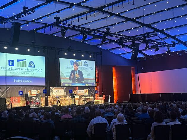 Fox News host Tucker Carlson headlines the Family Leader Summit conference Friday in Des Moines, Iowa. The event is a top destination for Republican presidential hopefuls. (Photo: S.V. Date/HuffPost)