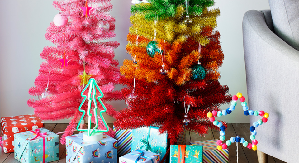 Brighten up your Christmas with a rainbow tree. [Photo: Argos]