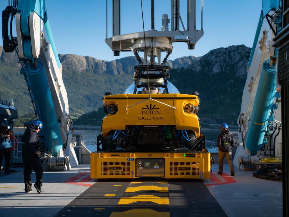 A Triton Submersible getting installed.