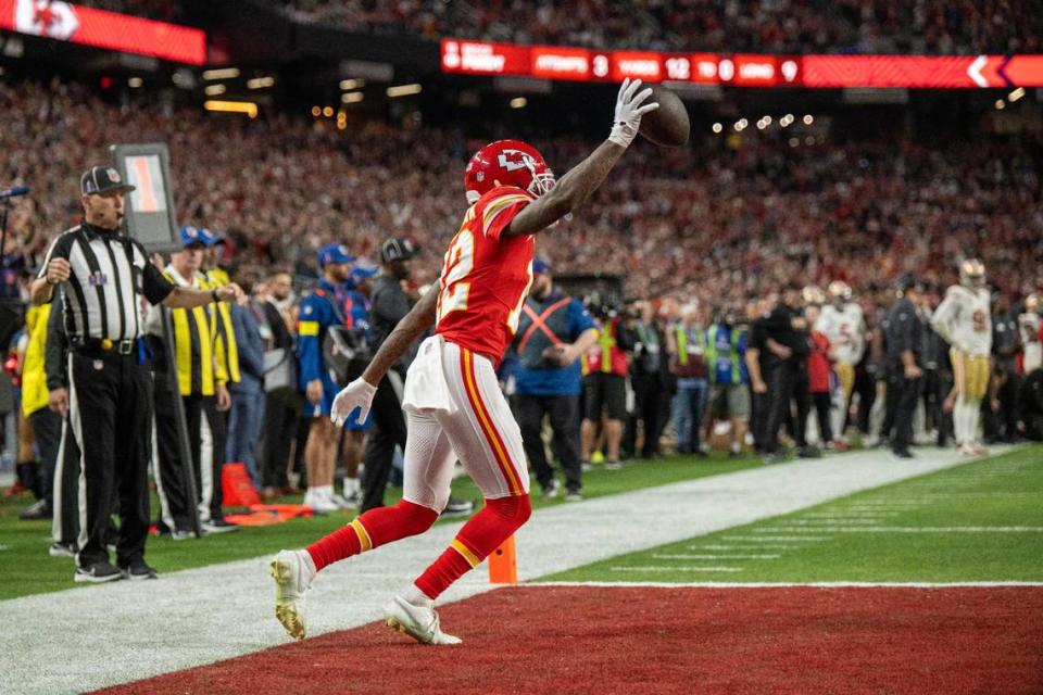 Kansas City Chiefs wide receiver Mecole Hardman Jr. after scoring the winning touchdown at the Super Bowl Sunday. Tammy Ljungblad/tljungblad@kcstar.com