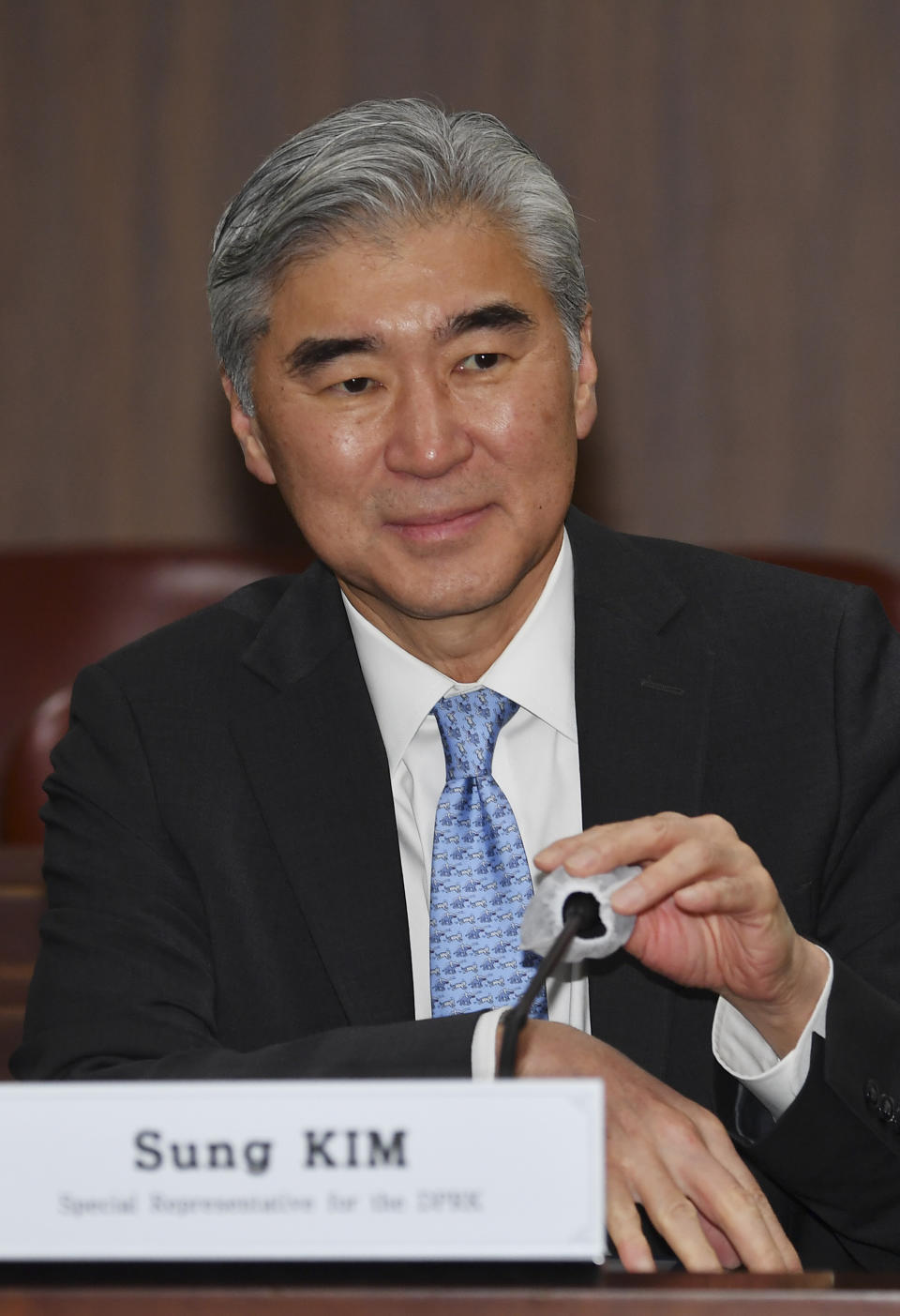 U.S. Special Representative for North Korea, Sung Kim attends a meeting with South Korea's Special Representative for Korean Peninsula Peace and Security Affairs Kim Gunn, at the Foreign Ministry Thursday, April 6, 2023, in Seoul, South Korea. (Song Kyung-Seok/Pool Photo via AP)