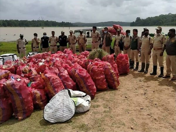 Visual of the drive carried by Karnataka forest officials (Photo/ANI)