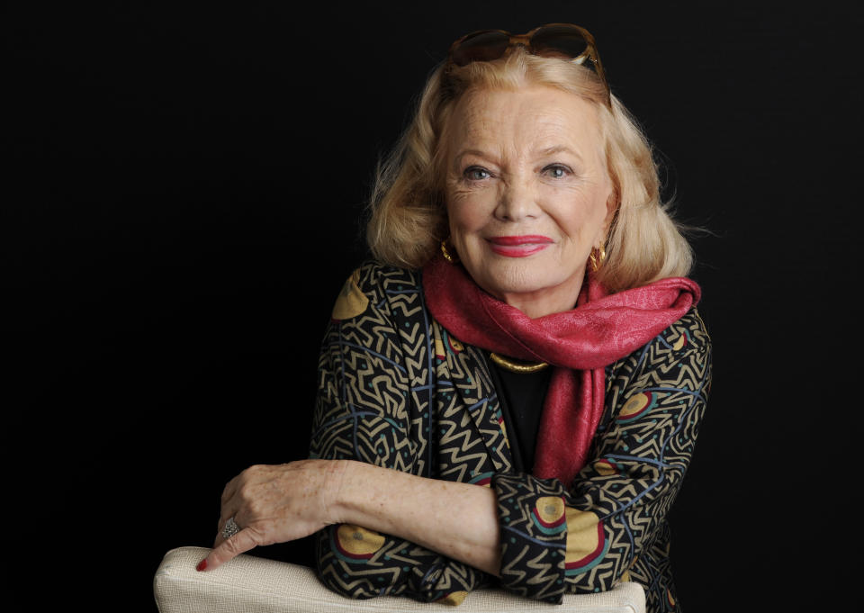 FILE - Actor Gena Rowlands poses for a portrait at the London West Hollywood hotel in West Hollywood, Calif., on Dec. 4, 2014. Rowlands is suffering from Alzheimer’s disease, says her son, the filmmaker Nick Cassavetes. Cassavetes, in an interview with Entertainment Weekly published Tuesday, says Rowlands has had Alzheimer’s for five years. (Photo by Chris Pizzello/Invision/AP, File)