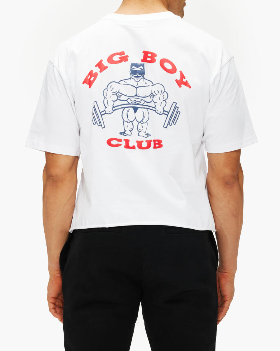 <p><a href="https://shop.equinox.com/collections/yeah-i-workout/products/yeah_i_workout_big_boy_club_cropped_tee_white" rel="nofollow noopener" target="_blank" data-ylk="slk:Shop Now;elm:context_link;itc:0;sec:content-canvas" class="link ">Shop Now</a></p><p>Big Boy Club Cropped Tee</p><p>equinox.com</p><p>$65.00</p>