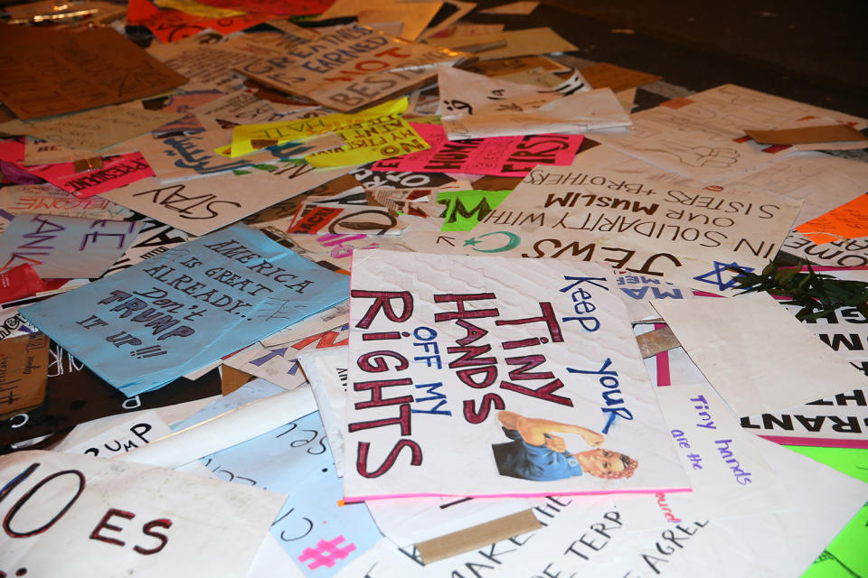 Discarded protest signs from the Women’s March in NYC