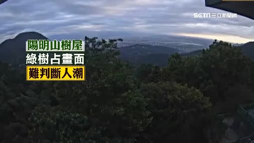 架在陽明山書屋的監視器，畫面難以判斷人潮。