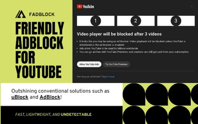 YT廣告加速神器「FadBlock」驚傳植入惡意程式，會竊取使用者個資。(圖／取自Google Chrome)