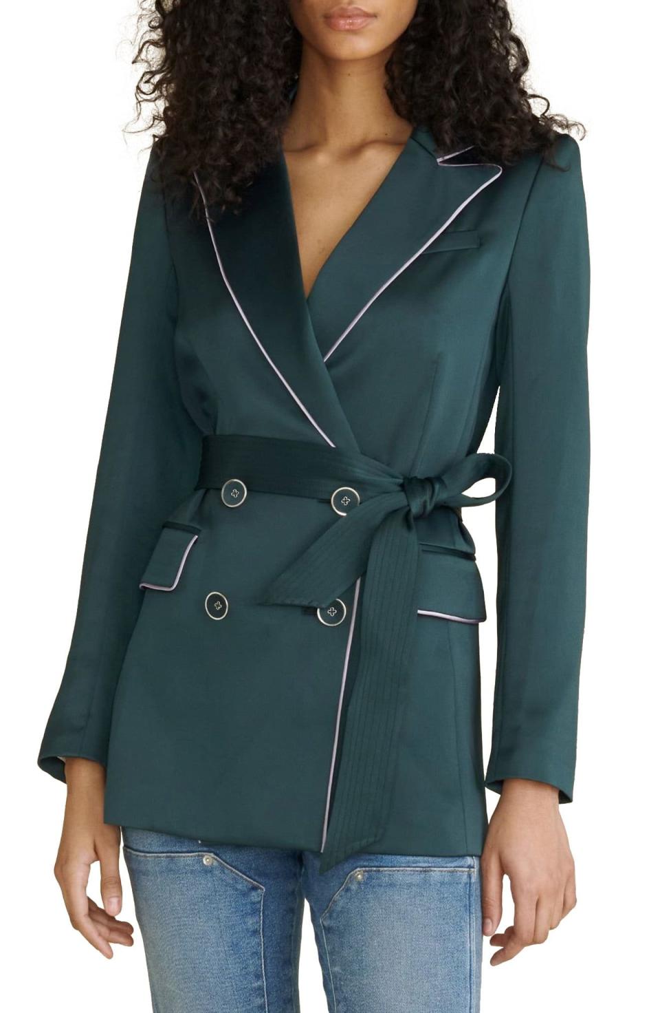 Veronica Beard Eiza Belted Satin Jacket