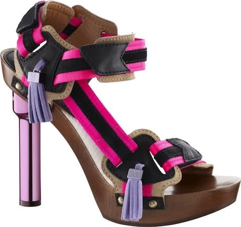 With way too many trends going on at once (neon, tassles, wood, metallic), these shoes look cheap, but aren't.