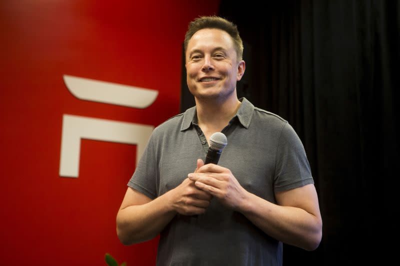 FILE PHOTO: Tesla CEO Elon Musk speaks about new Autopilot features during a Tesla event in Palo Alto, California