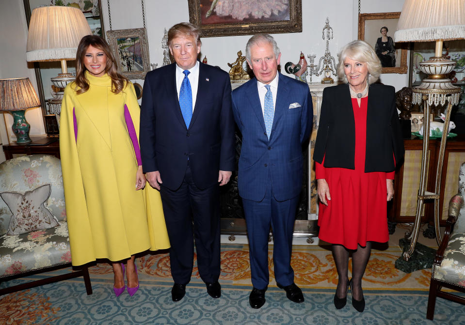 First lady Melania Trump, US President Donald Trump, Prince Charles, Prince of Wales and Camilla, Duchess of Cornwall (Photo by Chris Jackson - WPA Pool/Getty Images)