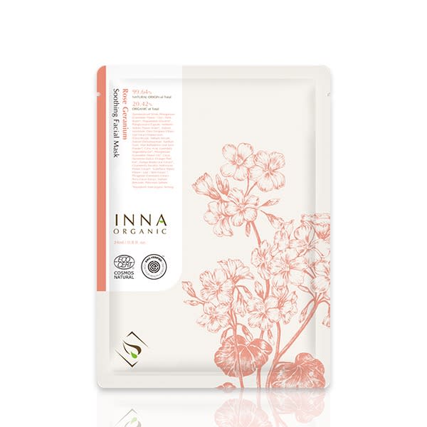 童顏有機Inna Organic 玫瑰天竺葵修護舒敏隱形面膜，NT$190