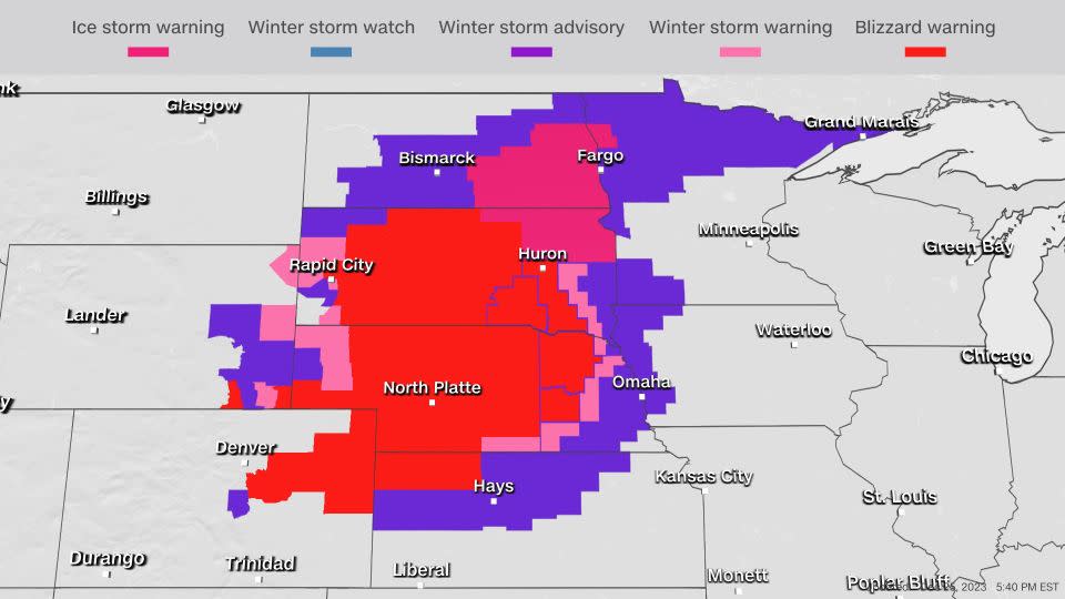 These warnings, watches and advisories were in place Monday afternoon. - cnnweather