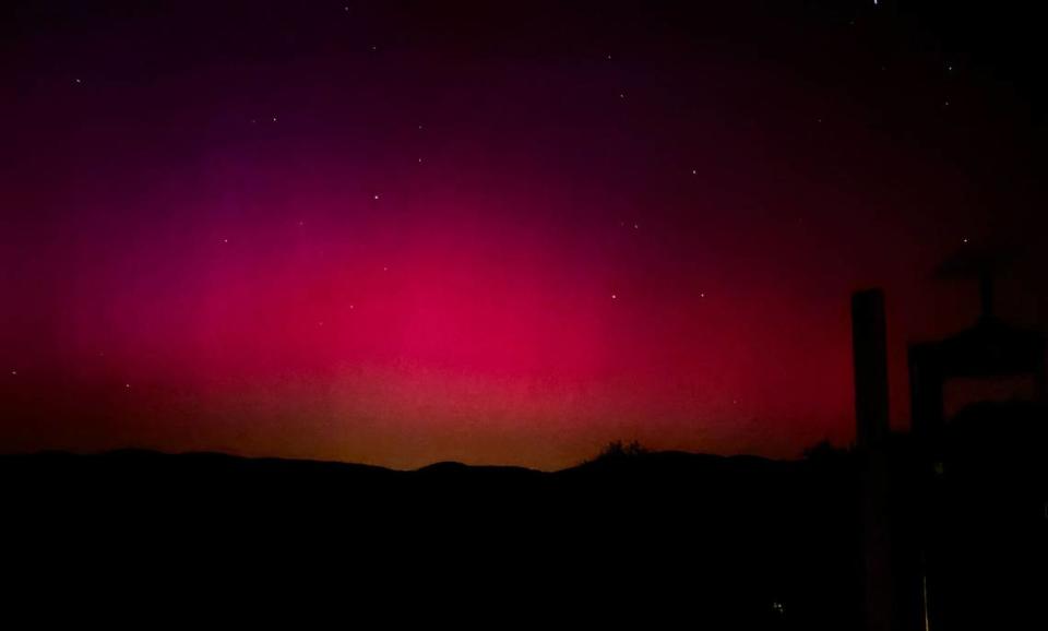 Jenna Johnson captured this photo of the northern lights from her mountaintop home in Santa Margarita on Friday, May 10, 2024.
