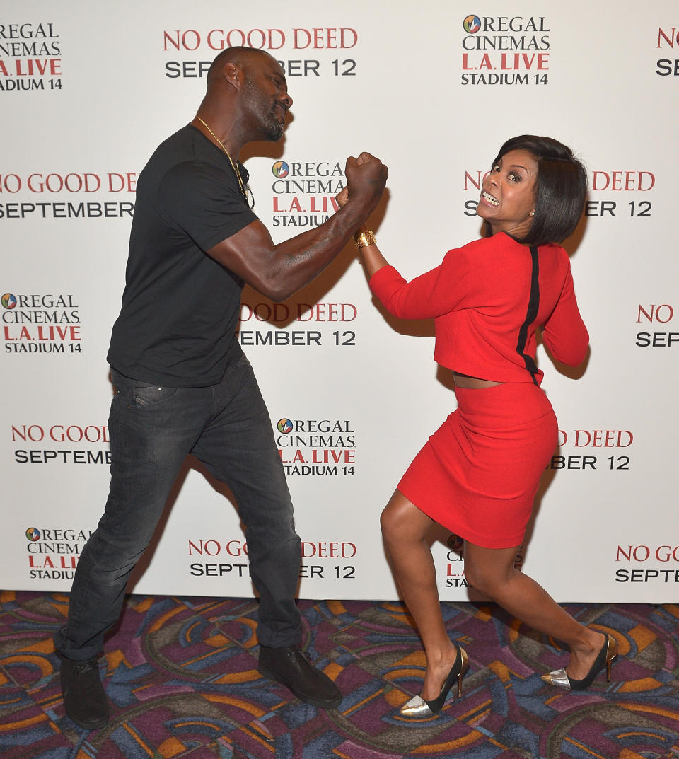 LOS ANGELES, CA - AUGUST 26:  Actors Idris Elba and Taraji P.Henson attend The L.A. Special Screening Of Screen Gems' 'No Good Deed' at Regal Cinemas L.A. Live on August 26, 2014 in Los Angeles, California.  (Photo by Charley Gallay/Getty Images for Screen Gems)