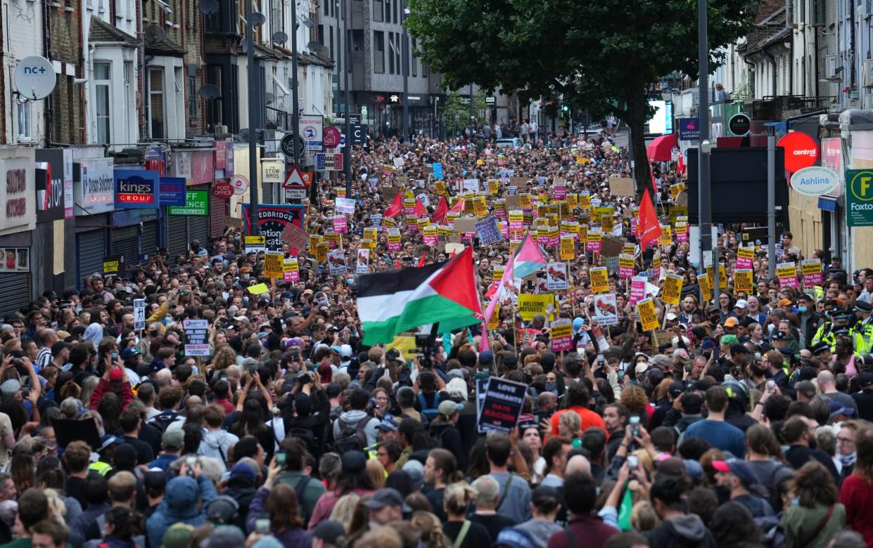 Counter-protesters rally in Walthamstow, east London