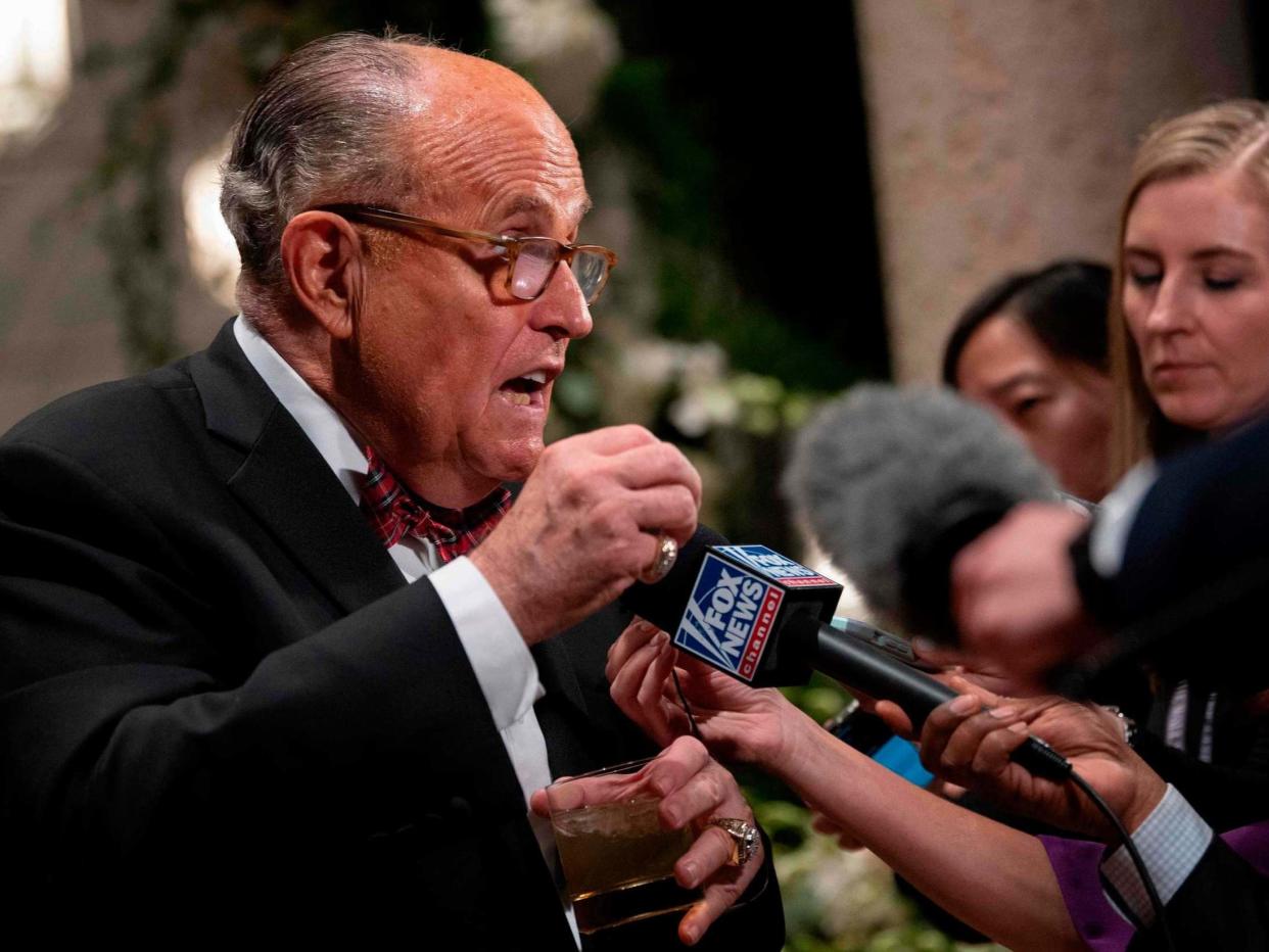 Donald Trump's personal lawyer Rudy Giuliani speaks at Mar-a-Lago: AFP via Getty Images