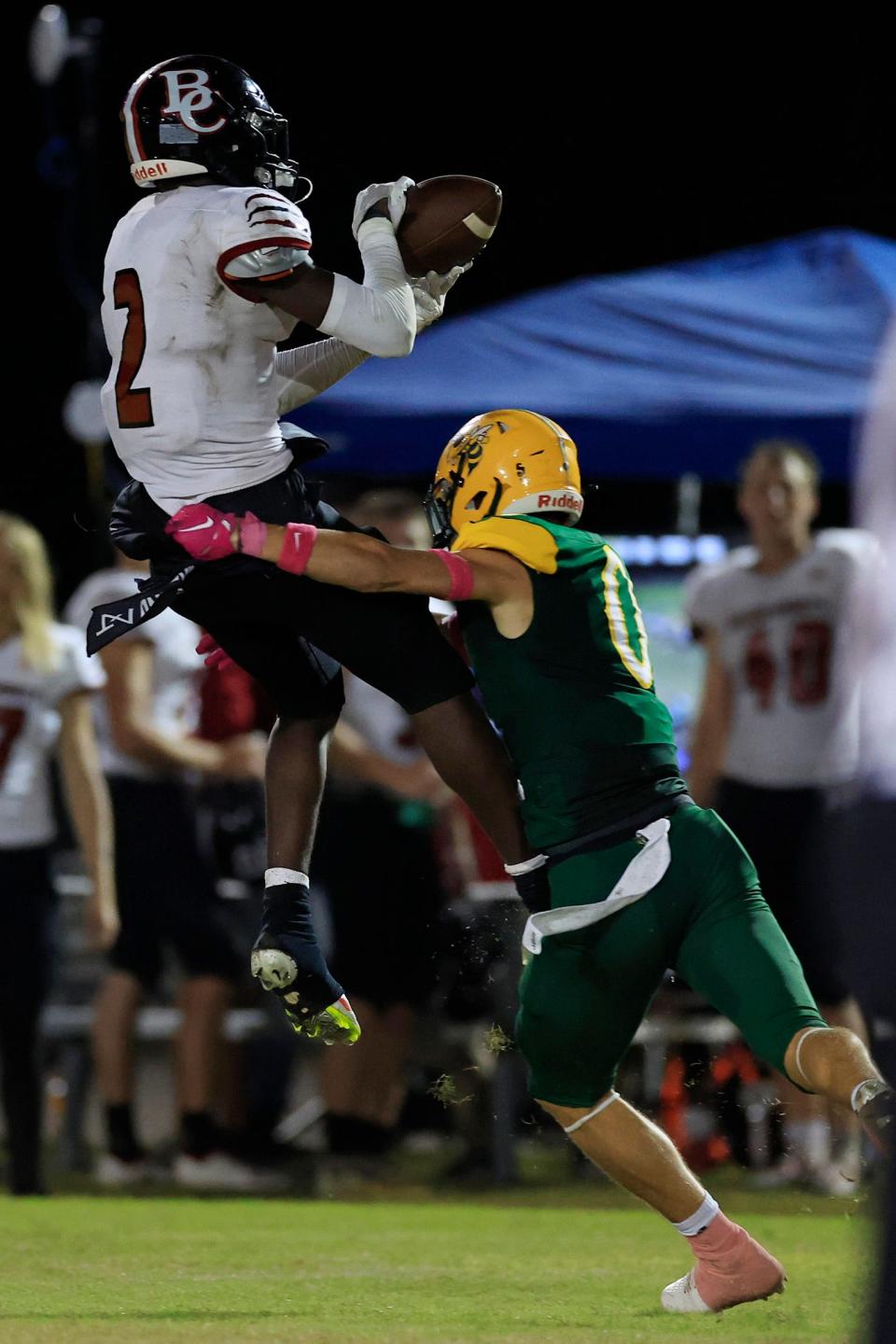 Baker County's Davion Dean (2) hauls in a reception against Yulee in October.