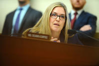 Rep. Jennifer Wexton, D-VA questions Treasury Secretary Steven Mnuchin during testimony before the House Financial Services Committee hearing on "The Annual Testimony of the Secretary of the Treasury on the State of the International Financial System" in Washington, U.S., May 22, 2019. REUTERS/Mary F. Calvert