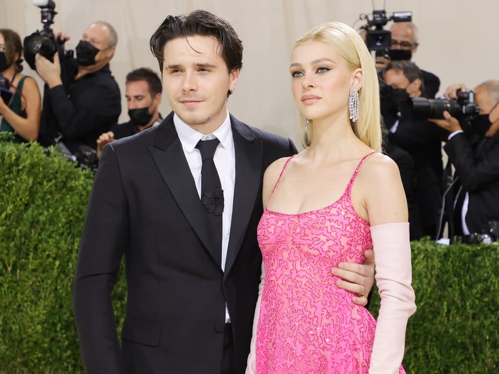 Brooklyn Beckham and Nicola Peltz attend The 2021 Met Gala Celebrating In America: A Lexicon Of Fashion at Metropolitan Museum of Art (Getty Images)