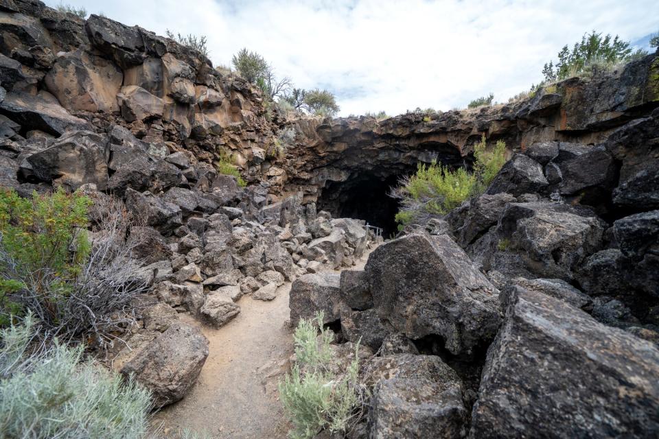 Entrance to the Sentinel Cave in Lava Beds National Monument in California