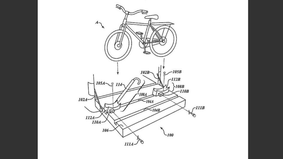尾門固定系統很適合喜愛露營的朋友，在附掛露營車之後，尾門打開還可以放腳踏車之類的大型物件。（圖片來源：United States Patent and Trademark Office）