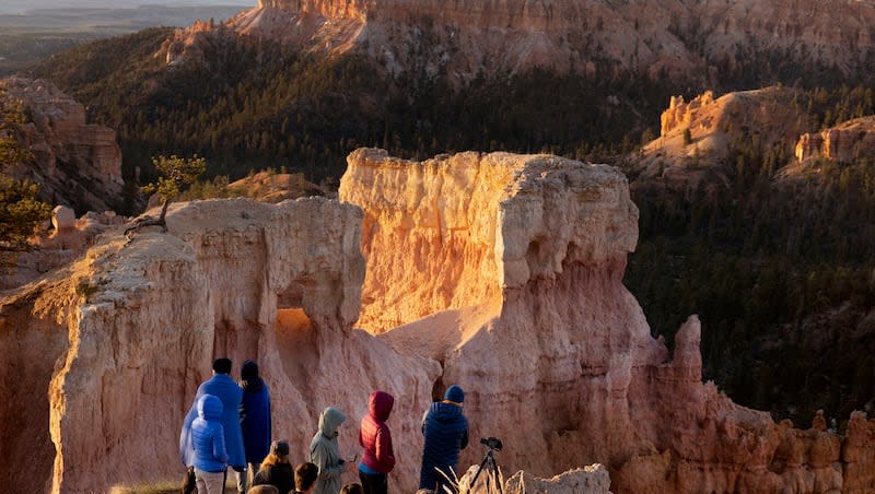 People visit Bryce Canyon National Park on May 18, 2023.