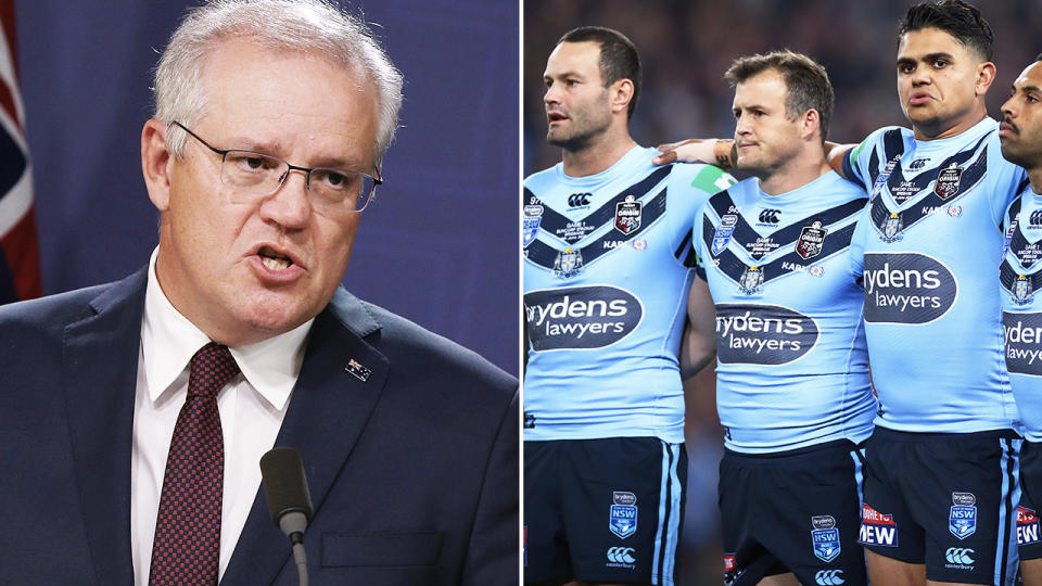 Scott Morrison intervened and got the national anthem reinstated for State of Origin. Image: Getty