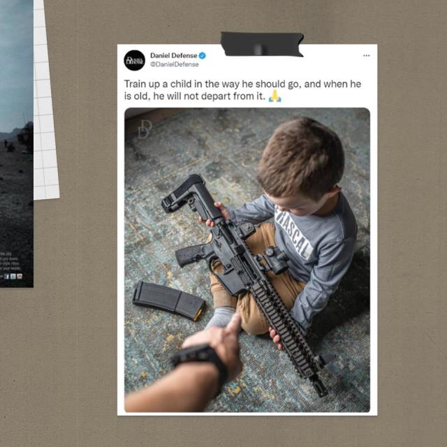 A May 2022 tweet from Daniel Defense showing a child holding one of the company's rifles.