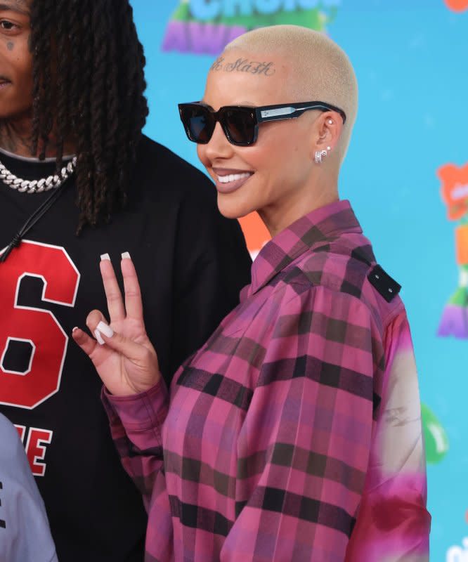 Amber Rose attends the 37th annual Nickelodeon Kids' Choice Awards at the Microsoft Theater in Los Angeles on March 4. The model turns 40 on October 21. File Photo by Greg Grudt/UPI