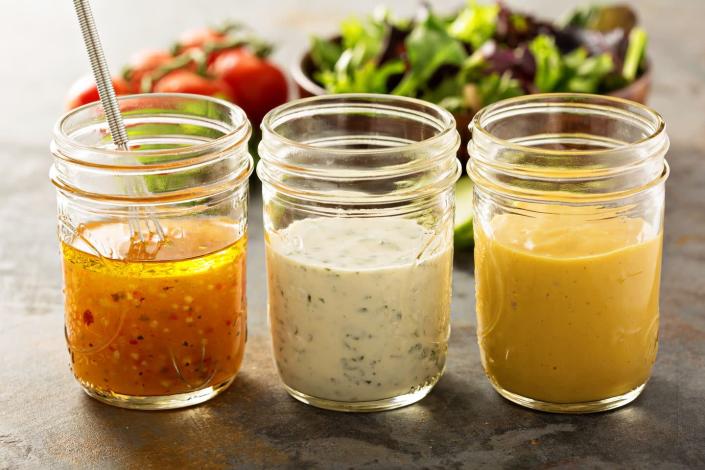 <p>What makes reduced-fat salad dressings a cardiac crime is that they're actually hidden sources of sugar and salt, says Fisher. </p><p>“When fat is removed, sugar is typically added to maintain the taste and texture,” she says. Just because it’s low in fat or calories, it doesn’t mean it’s healthy.</p><p>“I recommend my clients to look beyond <u><a href="https://www.prevention.com/weight-loss/diets/a19804935/macros-diet/" rel="nofollow noopener" target="_blank" data-ylk="slk:macronutrients" class="link ">macronutrients</a></u>. Even when macros fall perfectly in line with what’s traditionally recommended for fat, carbohydrates and protein levels, a diet can fall short on nutrition,” Fisher says. “For example, are the carbohydrate sources highly-processed and low in <a href="https://www.prevention.com/food-nutrition/a20516445/high-fiber-diet-plan/" rel="nofollow noopener" target="_blank" data-ylk="slk:fiber" class="link ">fiber</a>? Is the protein lean? Is the fat heart-healthy?”</p>