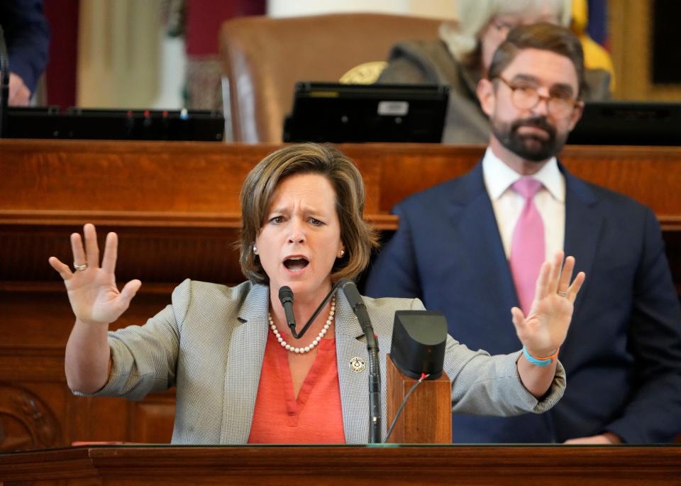 Rep. Ann Johnson, D - Houston, speaks against SB 7, which would ban COVID vaccine mandates, at the Capitol on Wednesday October 25, 2023.