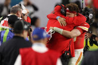 MIAMI, FLORIDA - FEBRUARY 02: Patrick Mahomes #15 of the Kansas City Chiefs celebrates with head coach Andy Reid after defeating the San Francisco 49ers in Super Bowl LIV at Hard Rock Stadium on February 02, 2020 in Miami, Florida. (Photo by Al Bello/Getty Images)