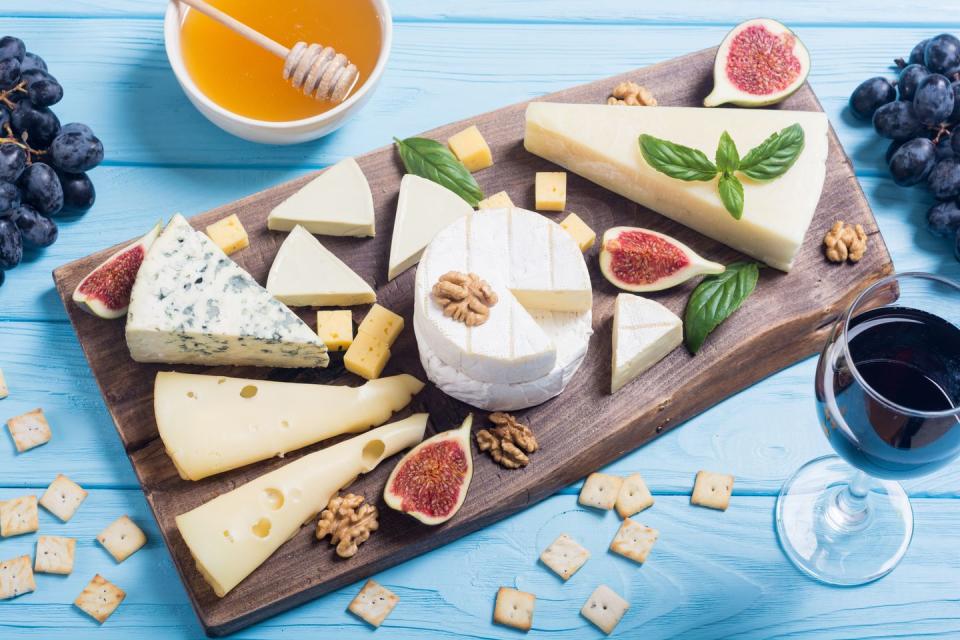 cheeseboard with cheese parmesan