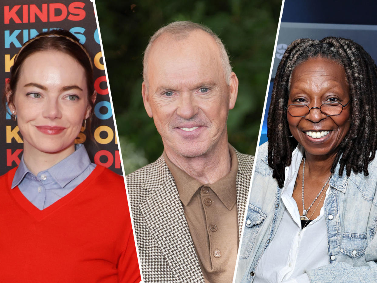 Hollywood stars who don't use their real names on screen include Emma Stone, Michael Keaton, and Whoopi Goldberg. (Getty)