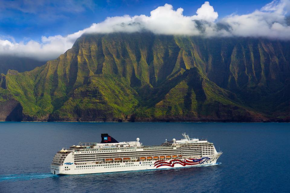 The Pride of America is docked in Honolulu.