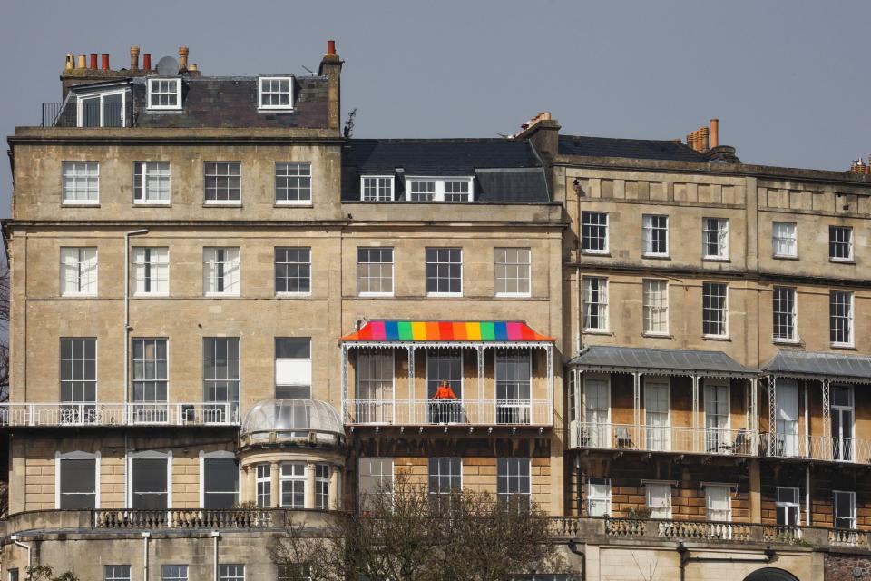 Rainbow canopy on balcony in Clifton, Bristol - Tom Wren/SWNS