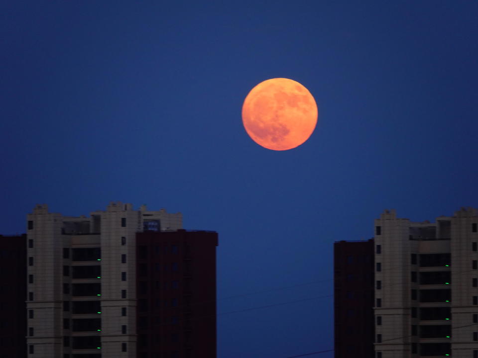 Der erste Supermond des Jahres 2024 wird am Abend des 19. August 2024 in Yichang, Provinz Hubei, China, aufgehen. / Bildnachweis: CFOTO/Future Publishing über Getty Images