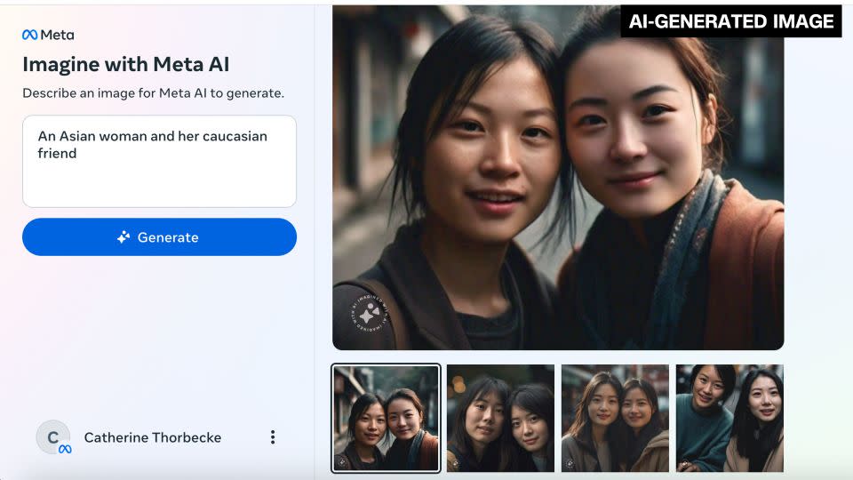 This screen grab of an Imagine with Meta AI prompt shows AI-generated images. - Catherine Thorbecke/CNN via Imagine with Meta AI