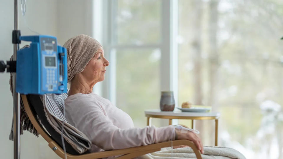 woman receives chemo