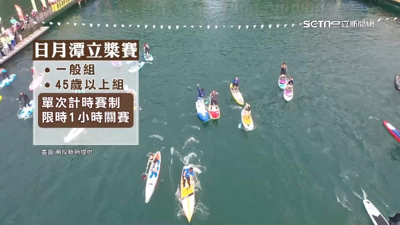 日月潭立槳賽分成一般組和45歲以上的組別。（圖／南投縣府提供）